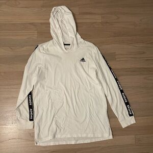 Boys’ Adidas White and Black Long-Sleeve Hooded T-Shirt